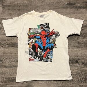 Marvel Spider-Man Comic Collage Tee in White and Blue